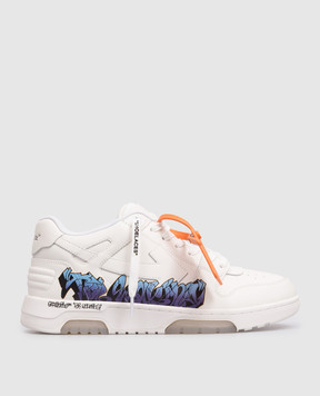 Off-White Белые кожаные кроссовки Out Of Office с принтом OMIA189S26LEA00C