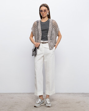 Peserico Сіра майка в рубчик з ланцюжком моніль A08700J002351