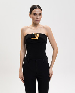 Balmain Черное боди с пряжкой GF1BA285JL05