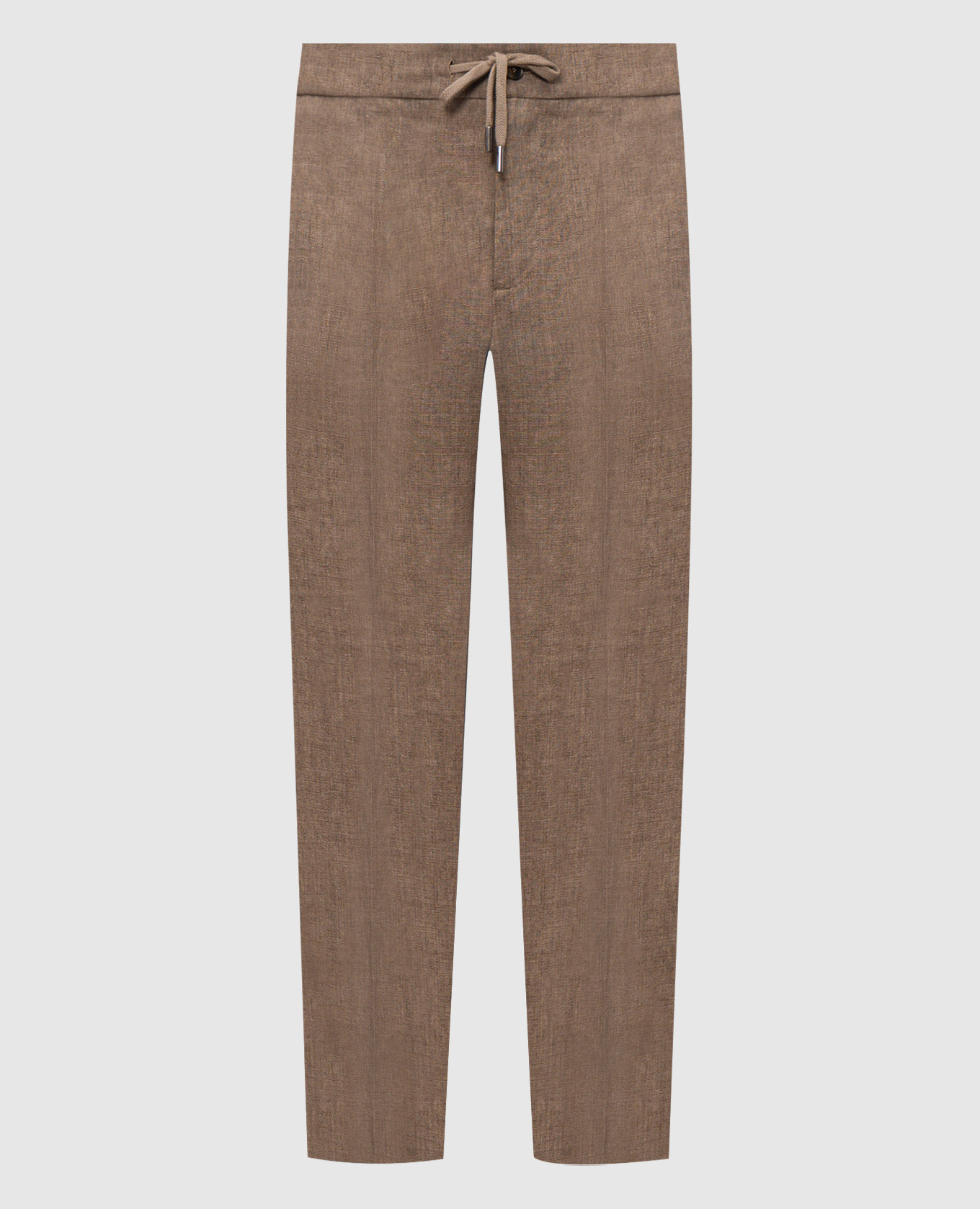 Коричневые брюки из льна