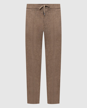 CAPOBIANCO Коричневі штани з льону 20M811LL00