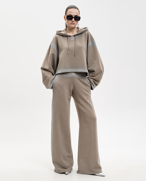 Off-White Коричневе укорочене худі Spray з принтом логотипа 2BB06GS26FLE003