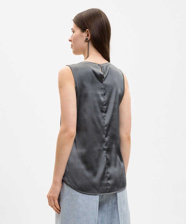 Peserico Топ із шовку сірого кольору E08893D02372 зображення 4