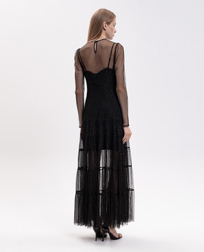 Twinset Чорна сукня максі з люрексом 262TT2150