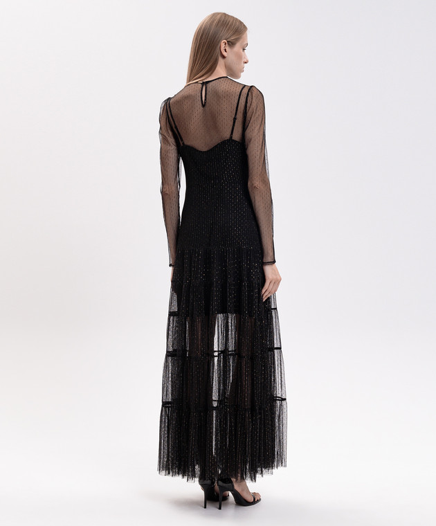 Twinset Черное платье макси с люрексом 262TT2150 изображение 3