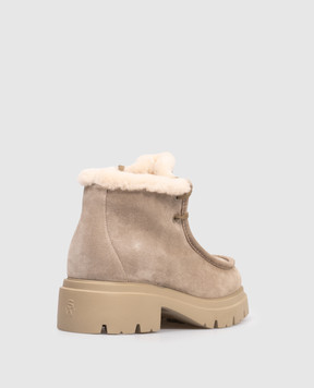 Stuart Weitzman Бежеві замшеві черевики HUDSON на хутрі SM607