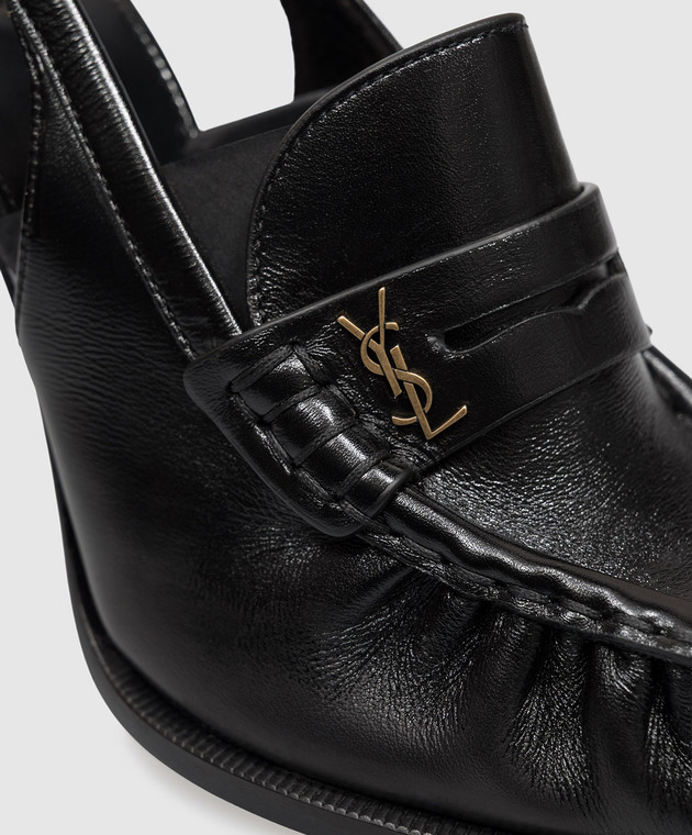 Saint Laurent Черные кожаные слингбеки LE LOAFER A001EHAAGXE изображение 5