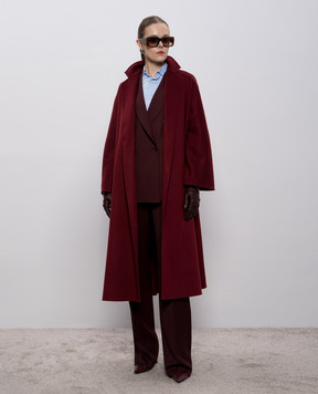 Max Mara Бордовое пальто на запах LUDMILLA из кашемира LUDMILLA