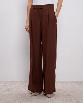 Brunello Cucinelli Коричневі штани з льоном MH126P8884