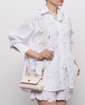 Dolce&Gabbana Біла шкіряна сумка-міні Sicily BB7116B1001