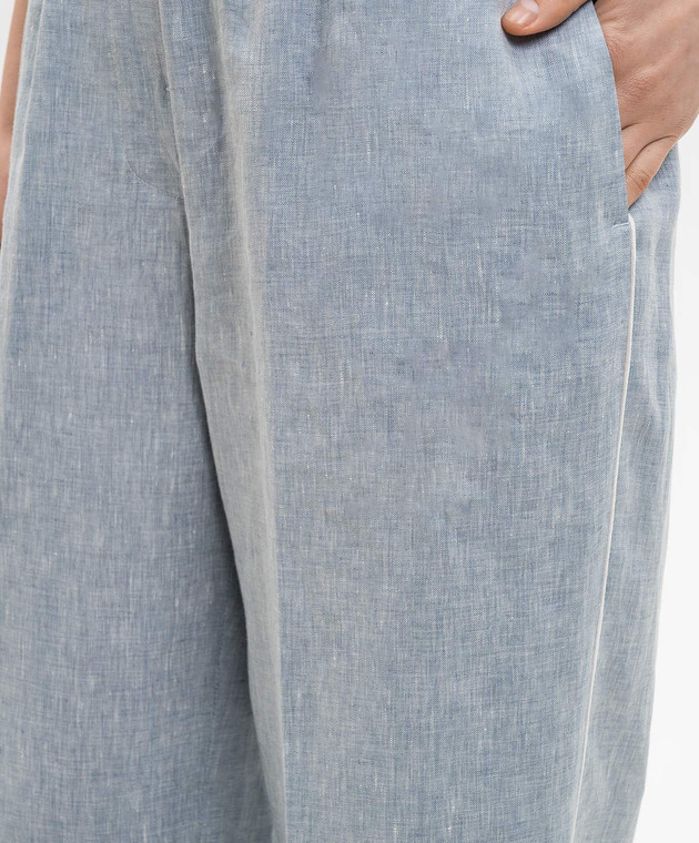 Peserico Голубые брюки из льна с отворотами P0430102629 изображение 5