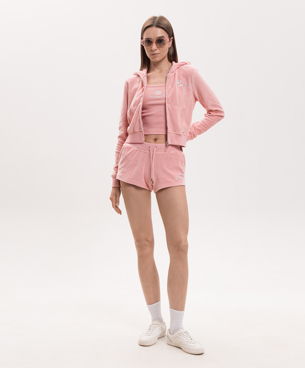 Sporty & Rich Розовая велюровая спортивная куртка Juicy CA046716689PI07 изображение 2