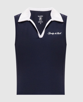 Sporty & Rich Синий топ с воротником поло TO02475326BL107