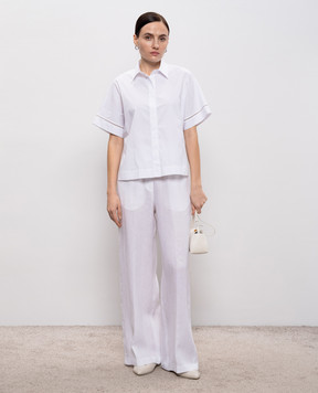 Peserico Біла сорочка з короткими рукавами з ланцюжком моніль S0695208928