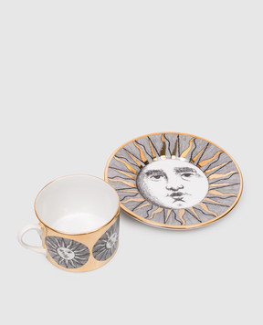 Fornasetti Порцелянова чашка для чаю з блюдцем Sole P14Z288
