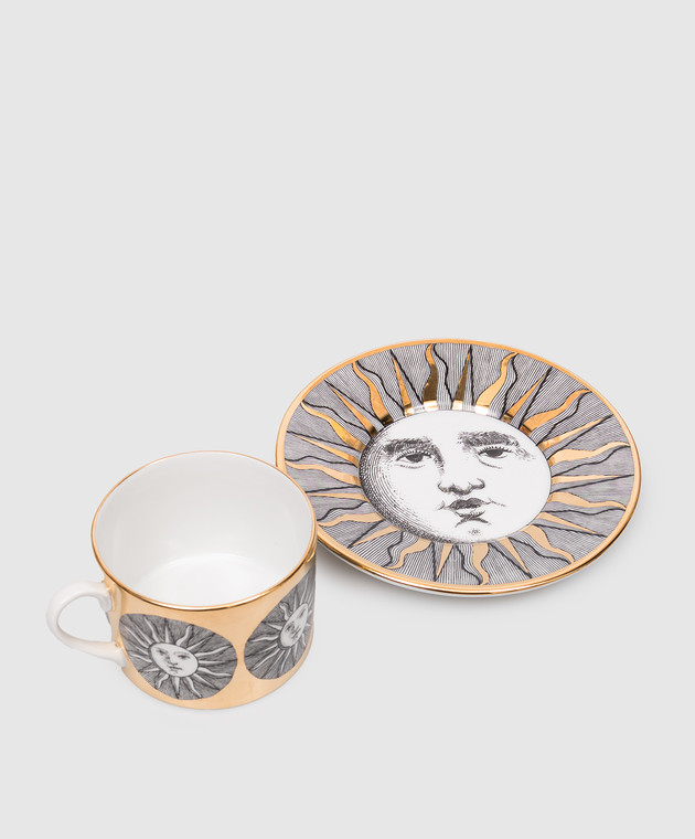 Fornasetti Фарфоровая чашка для чая с блюдцем Sole P14Z288 изображение 2