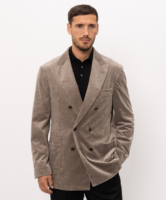 Brunello Cucinelli Коричневий вельветовий піджак MY4997BBDH зображення 3