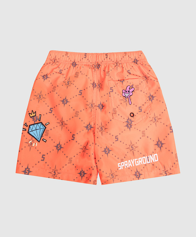 Sprayground Дитячі помарнчеві шорти для плавання з брендовим принтом SPY1478ORNG зображення 2