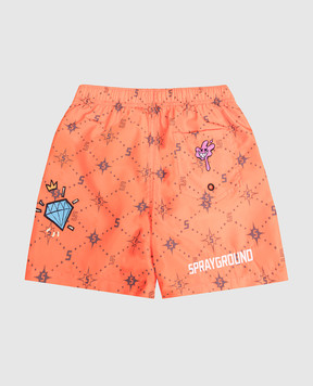 Sprayground Дитячі помарнчеві шорти для плавання з брендовим принтом SPY1478ORNG