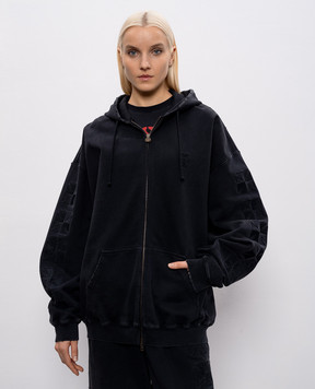 Vetements Черная спортивная куртка с брендовой вышивкой ME76ZU169Bw