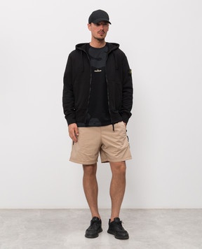 Stone Island Чорна спортивна куртка з патчем логотипа L1S156100061S0051