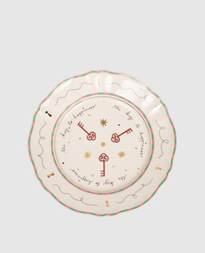 Bitossi Home Белая фарфоровая обеденная тарелка Keys PAN01003