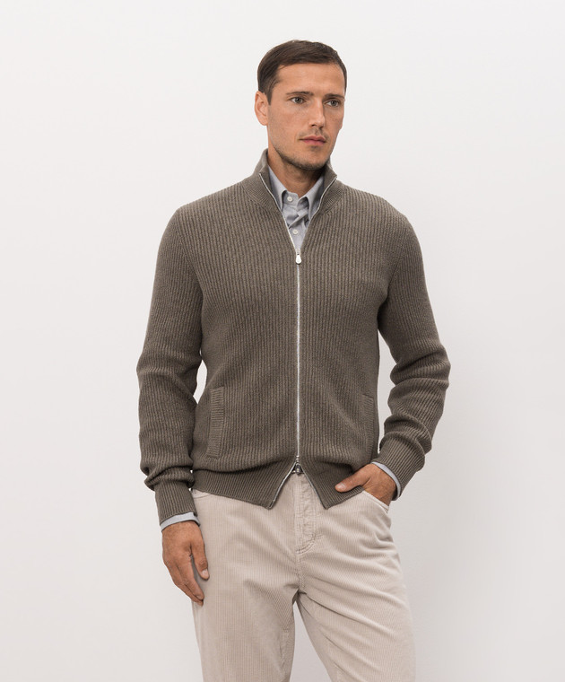 Brunello Cucinelli Кардиган цвета хаки MNI709716 изображение 3