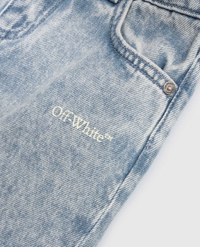 Off-White Дитячі блакитні джинси з принтом логотипа 44GYB001S26D001