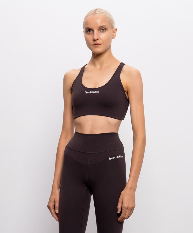 Sporty & Rich Коричневый спортивный топ Serif TO003711300BR29 изображение 3