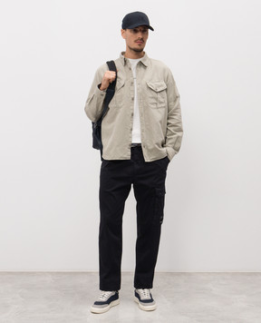 C.P. Company Серая рубашка с леном с патчем MSH082A110626G