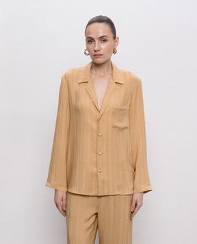 Saint Laurent Бежева блуза із шовку прямого крою 857276Y7J39