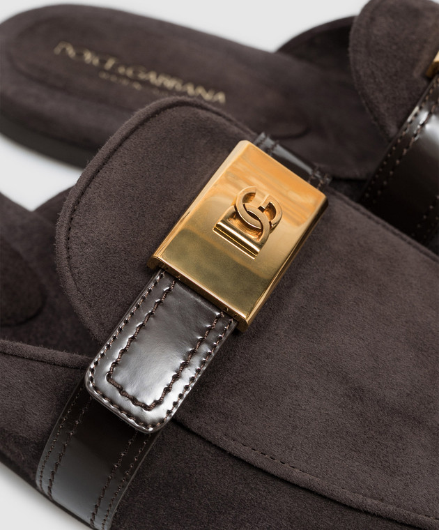 Dolce&Gabbana Коричневые замшевые мюли CI0231A3S71 изображение 5