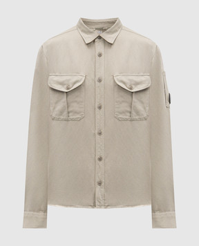 C.P. Company Серая рубашка с леном с патчем MSH082A110626G