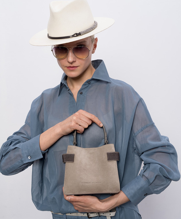 Brunello Cucinelli Замшева сумка Essence кольору хакі MBDLD2499 зображення 2