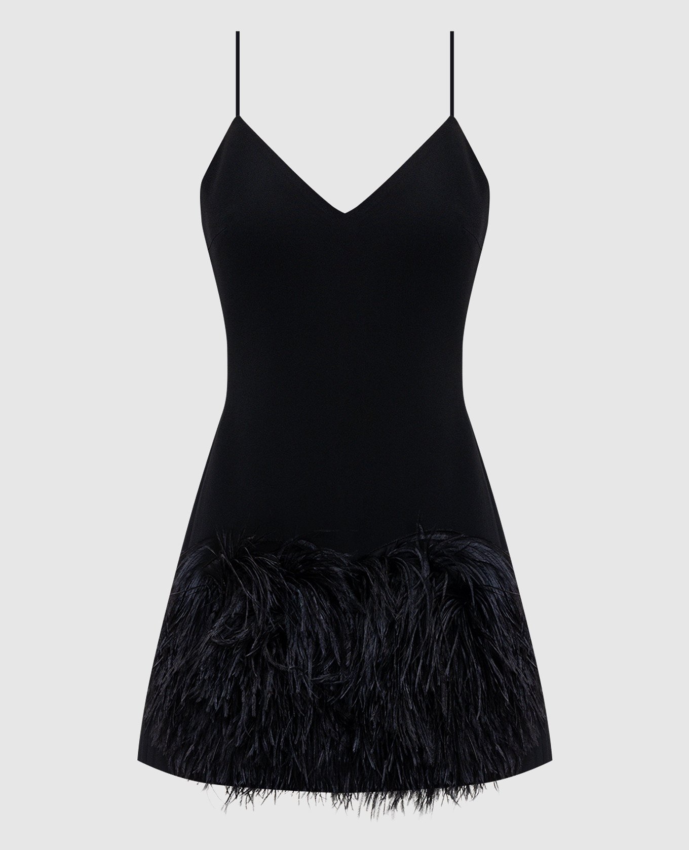 

Черное платье мини с перьями страуса, Черный, Коктейльные платья