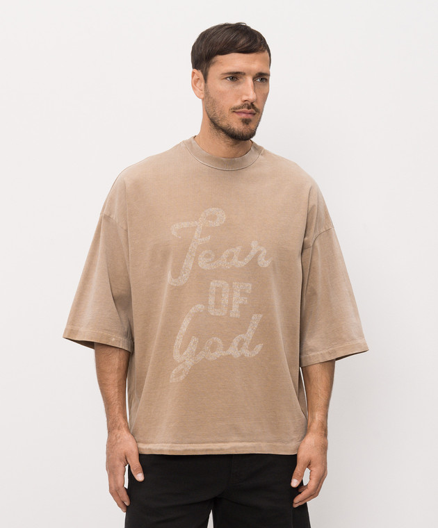 Fear of God Коричневая футболка с принтом логотипа FG9M109964HWJ изображение 3