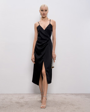 SSHEENA Чорна сукня міді Apron на запах 26SSAPRONTS26005