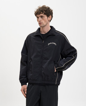 Palm Angels Чорна вітровка з принтом логотипа PMEB02GS26FAB001