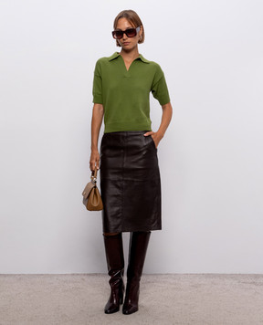 Max Mara Коричневая кожаная юбка TIMORE MSTTIMORE