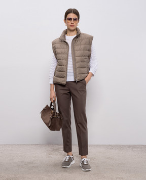 Peserico Коричневый пуховый жилет с цепочкой мониль A0346006957