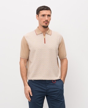 Stefano Ricci Бежеве поло з шовком у візерунок K414016P31F26167