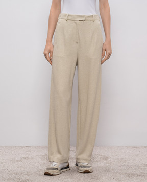Brunello Cucinelli Бежевые брюки с люрексом MP930SN999