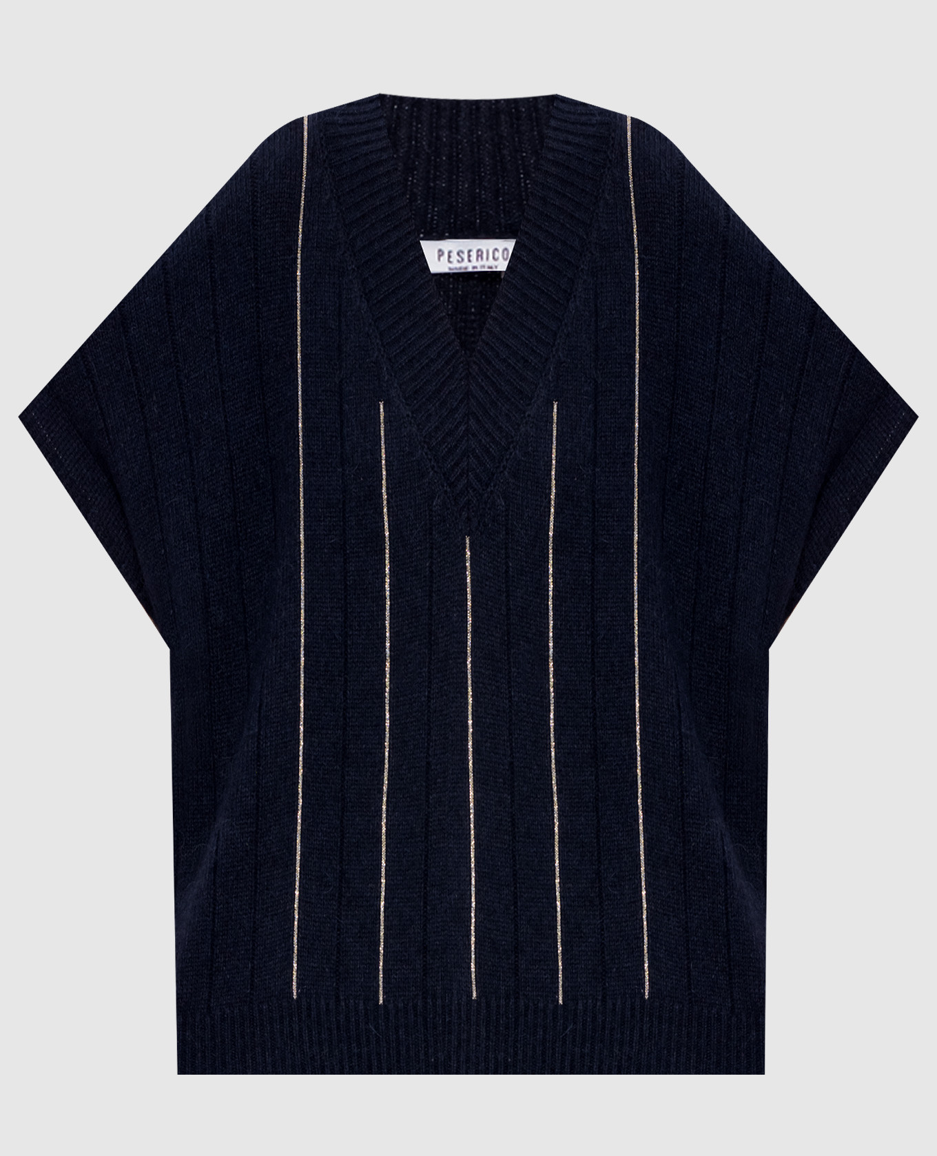 

Синий жилет из шерсти, шелка и кашемира, Трикотажные