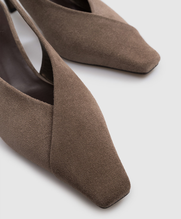 Brunello Cucinelli Коричневые замшевые слингбеки с цепочкой MZSFC3368P изображение 5