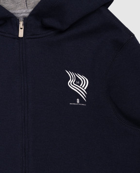 Brunello Cucinelli Детская синяя спортивная куртка с принтом BM831E500C