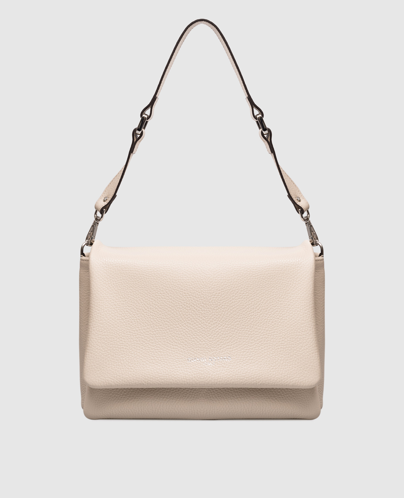 Бежевая кожаная сумка-мессенджер DOLLARO