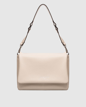 Gianni Notaro Бежевая кожаная сумка-мессенджер DOLLARO 218DOLLARONIKEL