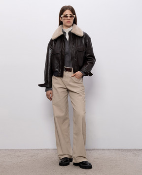 Brunello Cucinelli Коричневая кожаная куртка MPCTN7656P