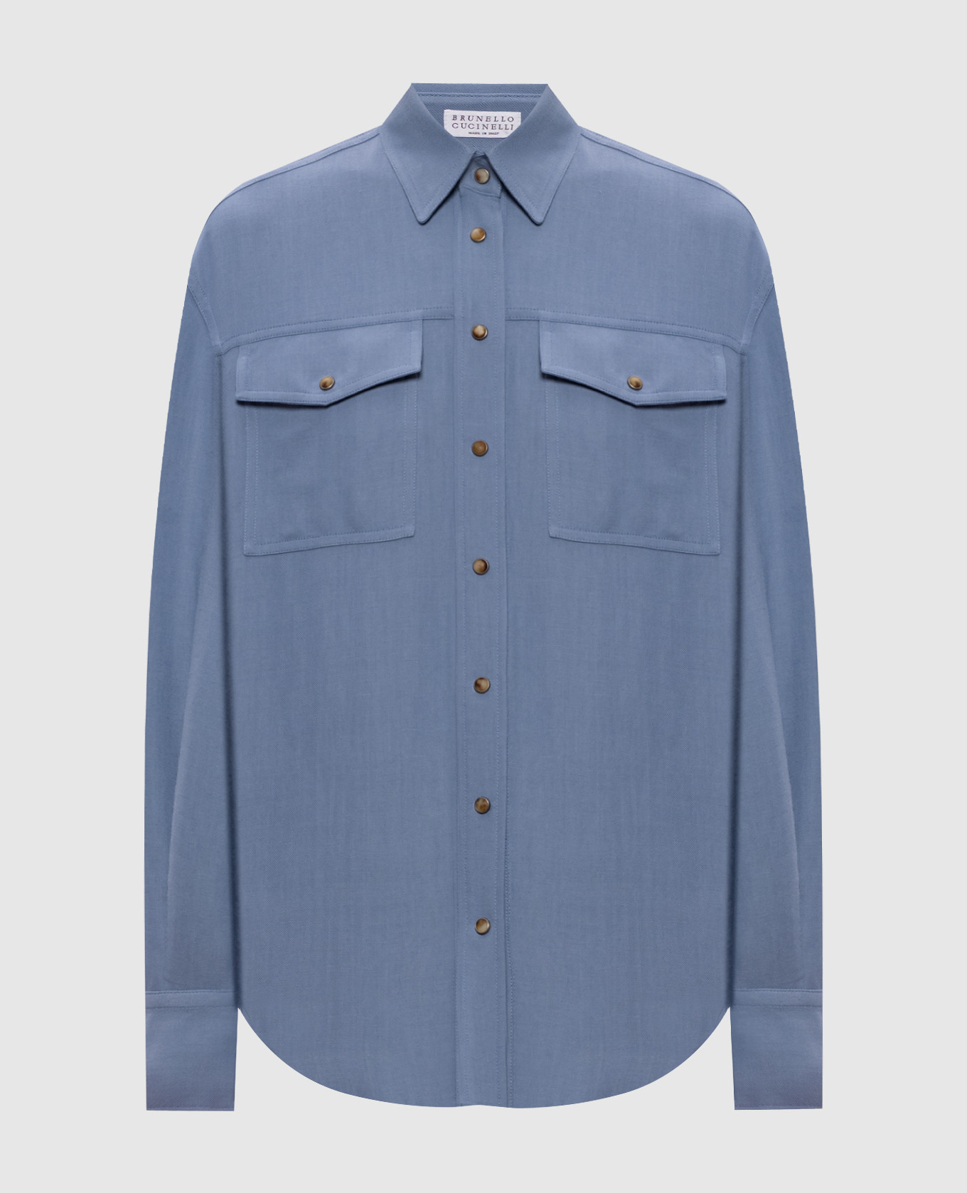 

Синяя рубашка с леном, Синий, Рубашки