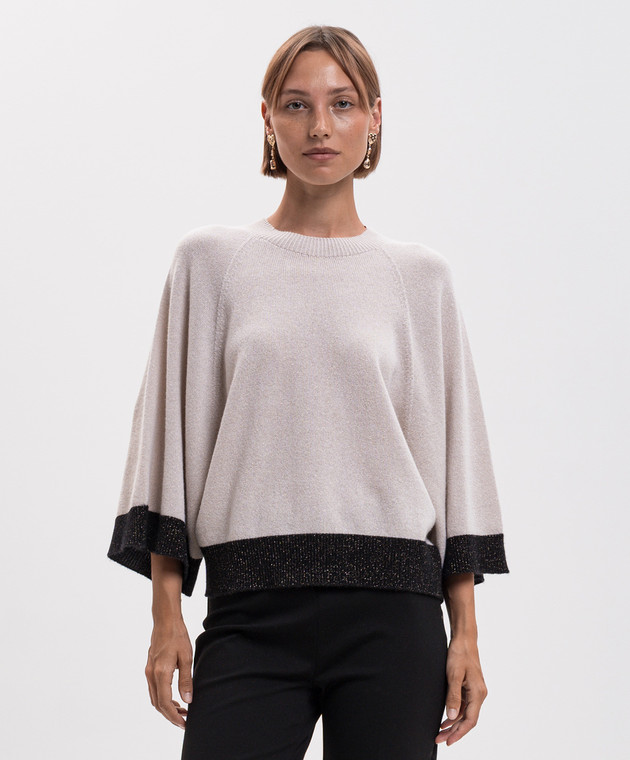 Twinset Джемпер цвета айвори из шерсти и кашемира 262TP3511 изображение 3